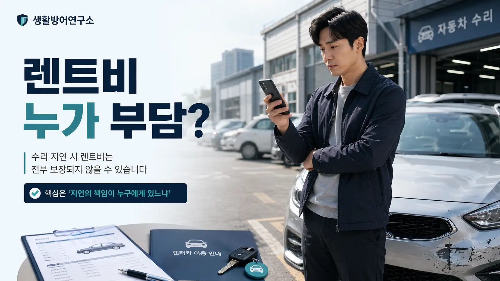 사고 차량 수리 지연으로 렌트비 부담 주체를 확인하는 운전자