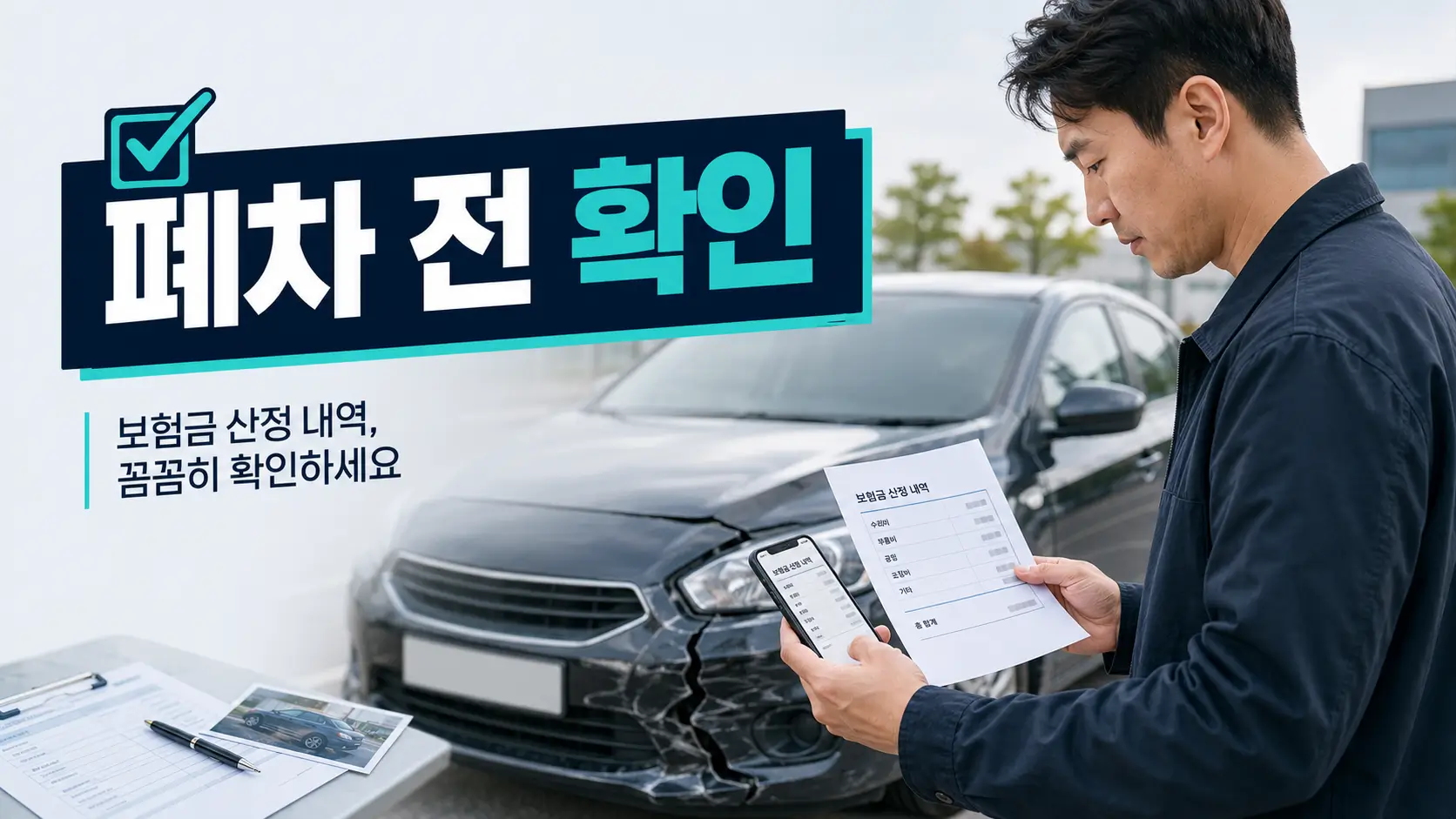 사고차 폐차 전 보험금 산정내역을 확인하는 운전자