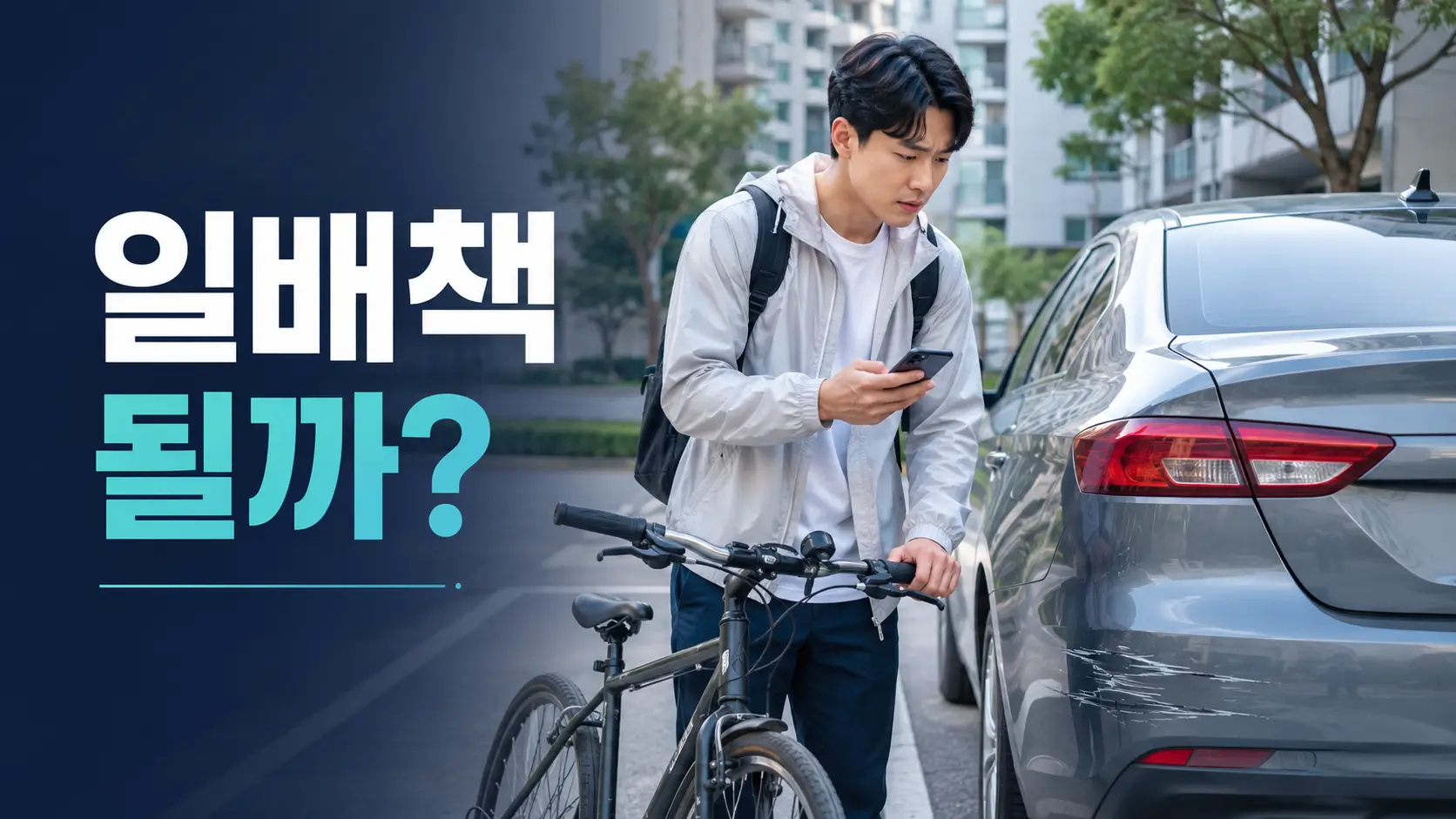 자전거로 주차된 자동차를 긁은 뒤 일상생활배상책임보험 적용 여부를 확인하는 운전자
