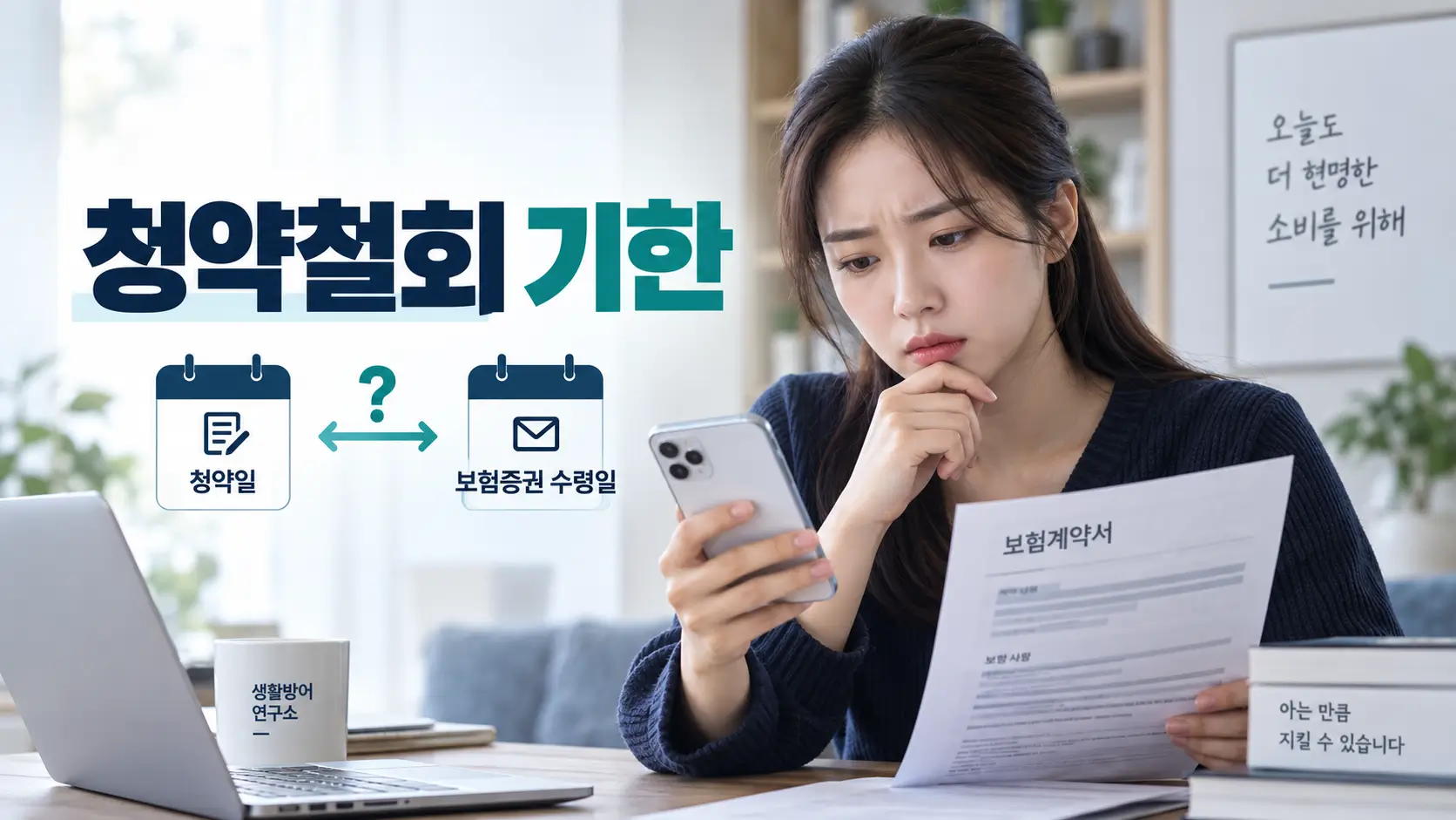 보험 청약철회 기한을 확인하기 위해 청약일과 보험증권 수령일을 비교하는 소비자