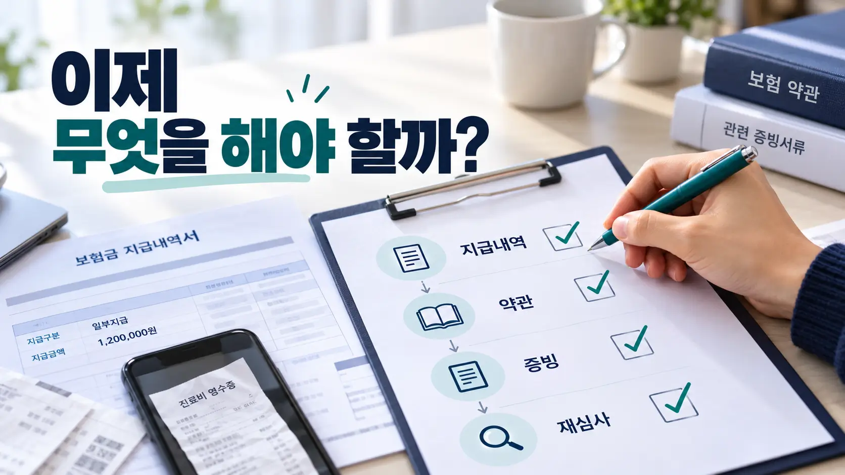 1. 보험금 일부 지급 후 지급내역과 약관, 증빙자료를 확인하고 재심사를 준비하는 체크리스트