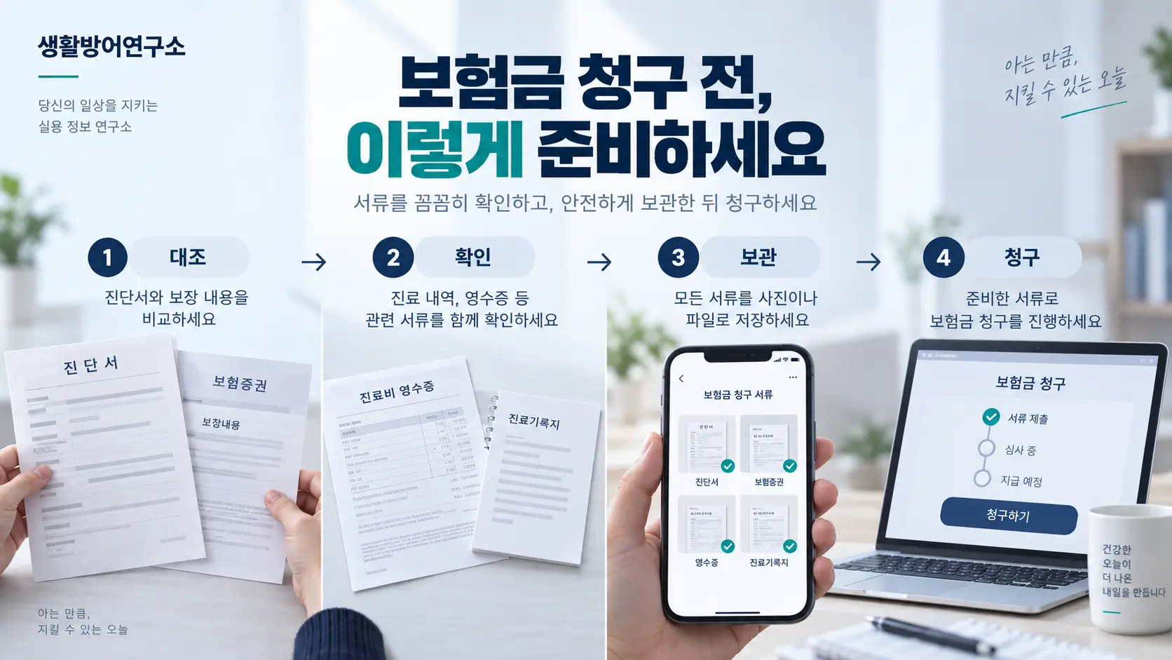 진단서 확인부터 서류 보관과 보험금 청구까지의 진행 과정